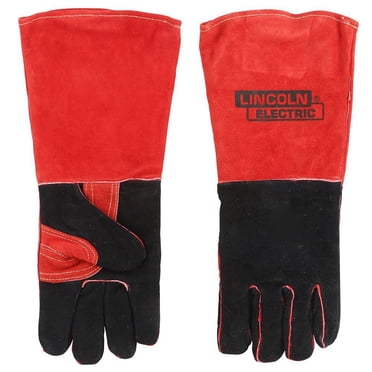 Lincoln Electric Industrial Leather Red and Black Welding Gloves