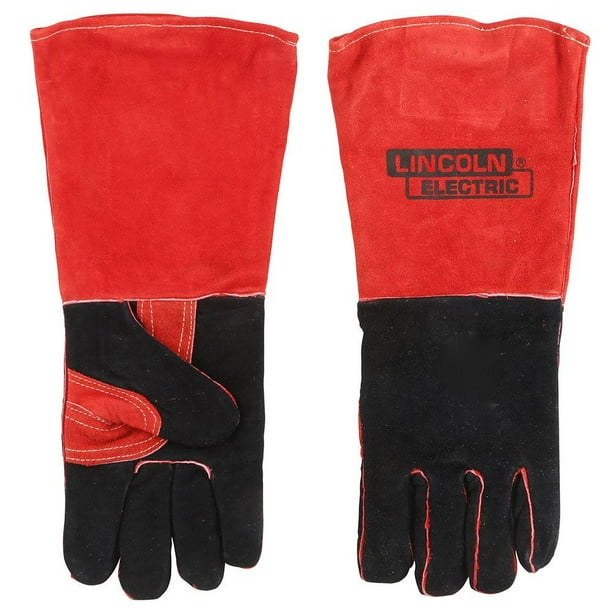 WELDING GLOVES RED BLACK LEATHER INDUS