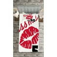 thumbnail image 3 of Ambesonne 50th Birthday Quilted Bedspread Set 2 Pcs, Age 50 Kiss Me, Twin Size, Red Black White, 3 of 3