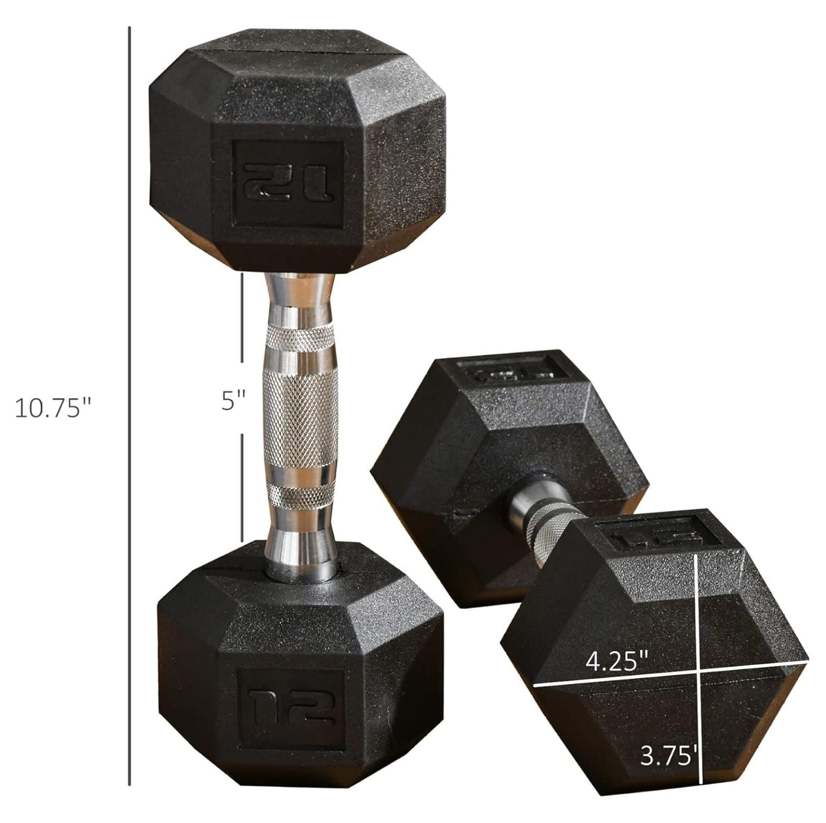 Hex Dumbbell Set of 2, Rubber Weights Exercise Fitness Dumbbell with Non-Slip Handles, Anti-roll, for Women or Men Home Gym Workout