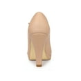 thumbnail image 2 of BLISSFUL STEP Women's Platform Chunky Heel Sandals Pumps Nude 9.5, 2 of 7