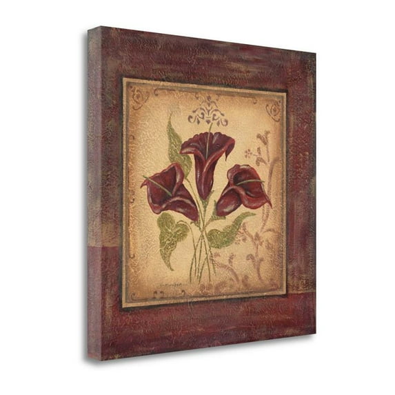 35" x 35" Crimson IV By Jo Moulton - Wall Art Print on Canvas Fabric Multi-Color