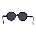 thumbnail image 4 of Rhinestone Death Metal Skull Trim Round Circle Lens Plastic Sunglasses All Black, 4 of 4