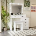 thumbnail image 3 of Vastcury Vanity Desk Set with Mirror & 3 Color Lights, Makeup Vanity Table with Storage for Bedroom, Matte White, 3 of 6