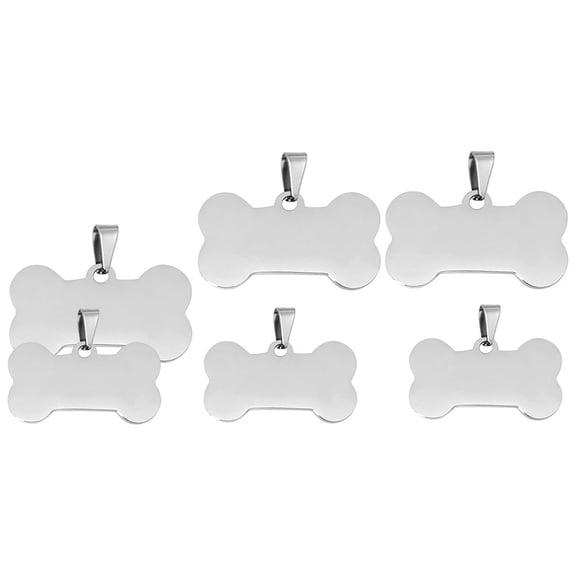 Luxshiny Stainless Steel Charms Silver DIY Pet Id Tags for Creative Projects 6Pcs
