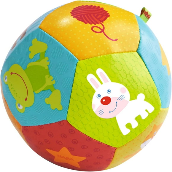 HABA 4.5"" Baby Ball Animal Friends Tummy Time and Sensory Play Favorite to Encourage Crawling and Gross Motor Skills for Babies 6 Months and Up