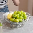 thumbnail image 5 of chaungfeng Fruit Bowl for Kitchen Decor Counter, 10" Large Decorative Bowl, Modern Key Bowl, High Foot Round Serving Blows with Gonvenient Drainage Design, Thickened Plastic Bowl(Clear), 5 of 6