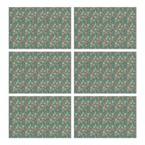 Green Christmas Floral Pattern Summer Placemats Table Placemats Set Of 6-Linen Kitchen Washable Placemats Table Mats 11.8"x17.7" Non-Slip Heat Resistant