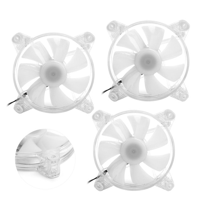 Computer Case Ventilator, Large Air Volume Design Computer Case Cooler Shockproof and Silent Working Colorful Light for Notebook CPU for Home Computer Transparent Round Frame