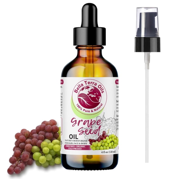 Aceite de Semilla de Uva Orgánico Puro 100% Prensado en Frío para Piel, Cabello y Uñas