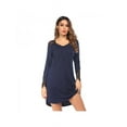 thumbnail image 3 of Zupora Nightgown for Women Soft Comfy Sexy V Neck Lace Trim Eyelash Mesh Long Sleeves Button Front Nightshirts Loose Lounge Dresses Mini Slip Sleep Dress for Indoor Outdoor, S-2XL, 3 of 4