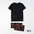 thumbnail image 6 of WREESH 2025 Mens Halloween Grimace Print Family Matching Pajama Set Short Sleeve Tee Wide Leg Lounge Pants Spooky Holiday Sleepwear, 6 of 6