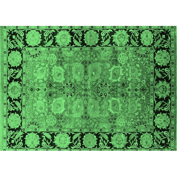 Ahgly Company Indoor Rectangle Oriental Emerald Green Industrial Area Rugs, 6' x 9'