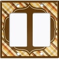 thumbnail image 6 of Metal Light Switch Plate Outlet Cover Vintage Yellow Brown Plaid Frame Wallpaper WAL031, 6 of 13