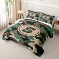 thumbnail image 3 of meiyoeat Camo Letter S Twin Quilt Set for Boys, Vintage Camouflage Twin Coverlet Set, Green, 2-Piece, 3 of 7