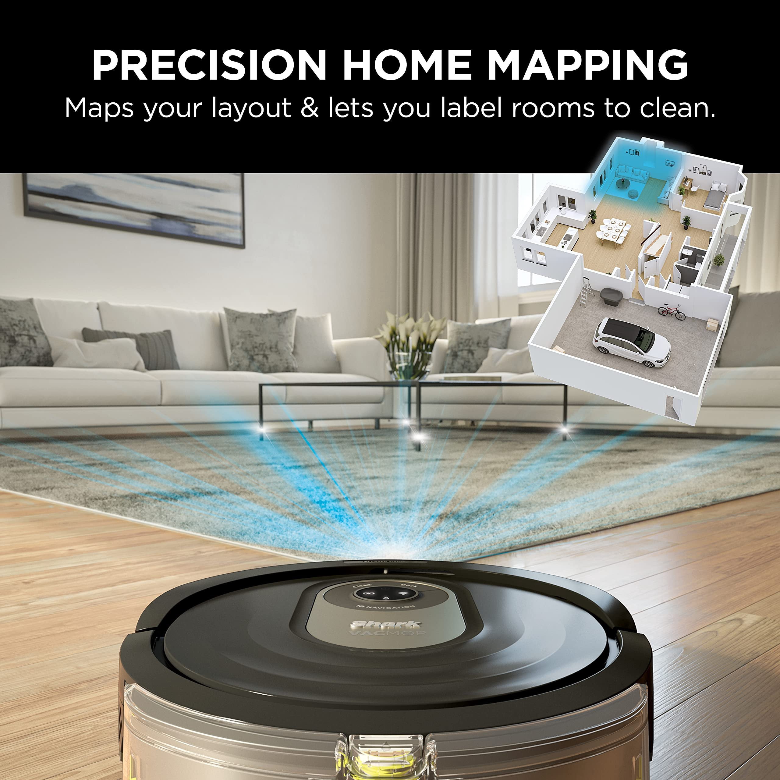 Shark AI Robot Vacuum & Mop, with Home Mapping, Perfect for Pets, Wifi, Works with Alexa, Black/Gold AV2001WD