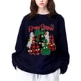 thumbnail image 1 of Gibobby Túnica de moda Suéter informal a cuadros con estampado de árbol de Navidad y bombilla para mujer, moderno y festivo, perfecto para Navidad (Azul, L), 1 of 5