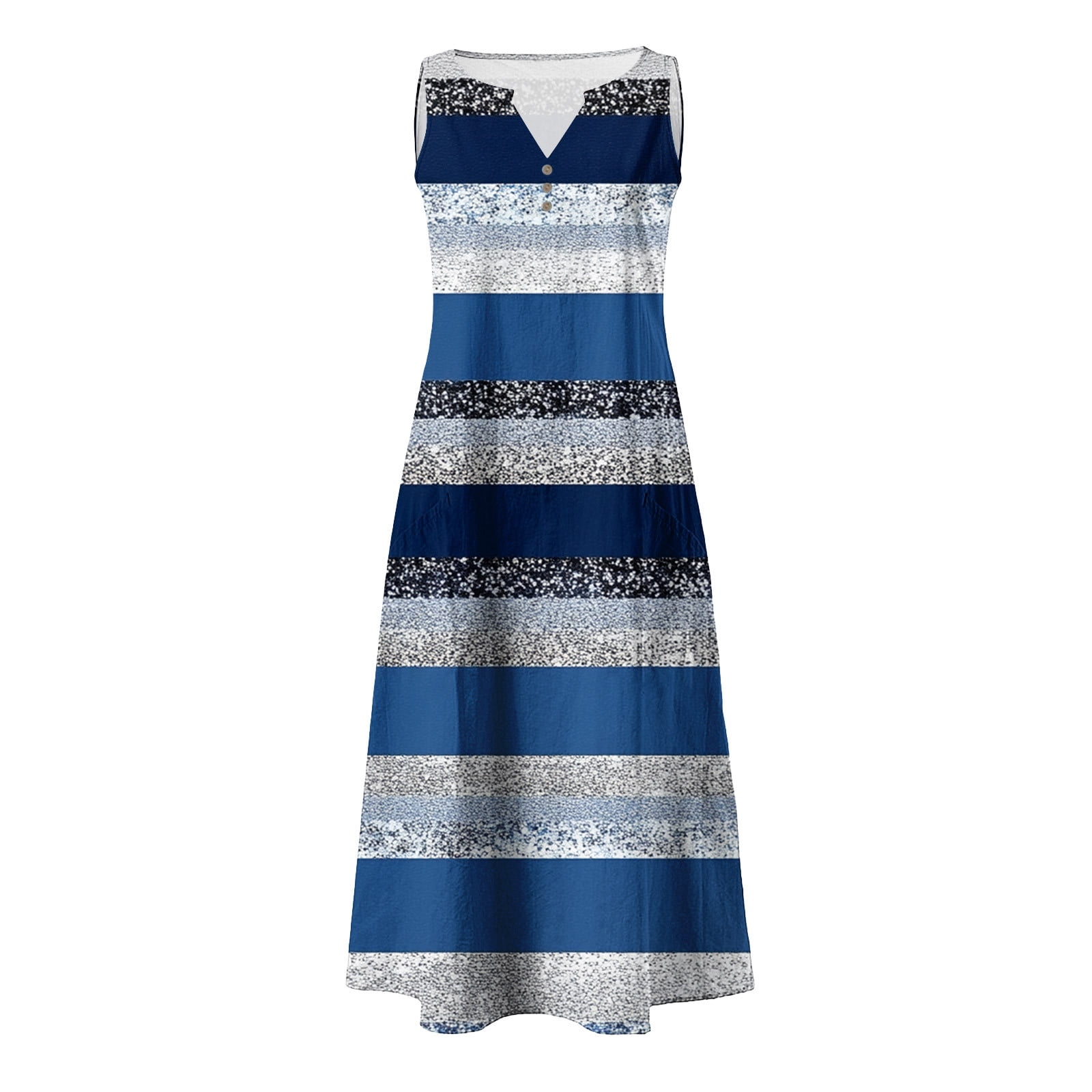 Viikei Sleeveless Tank Top Dress for Women Simple,Women's Summer Casual Dress Gradual Sleeveless Neck V-Neck Long Dress Blue XXXXL