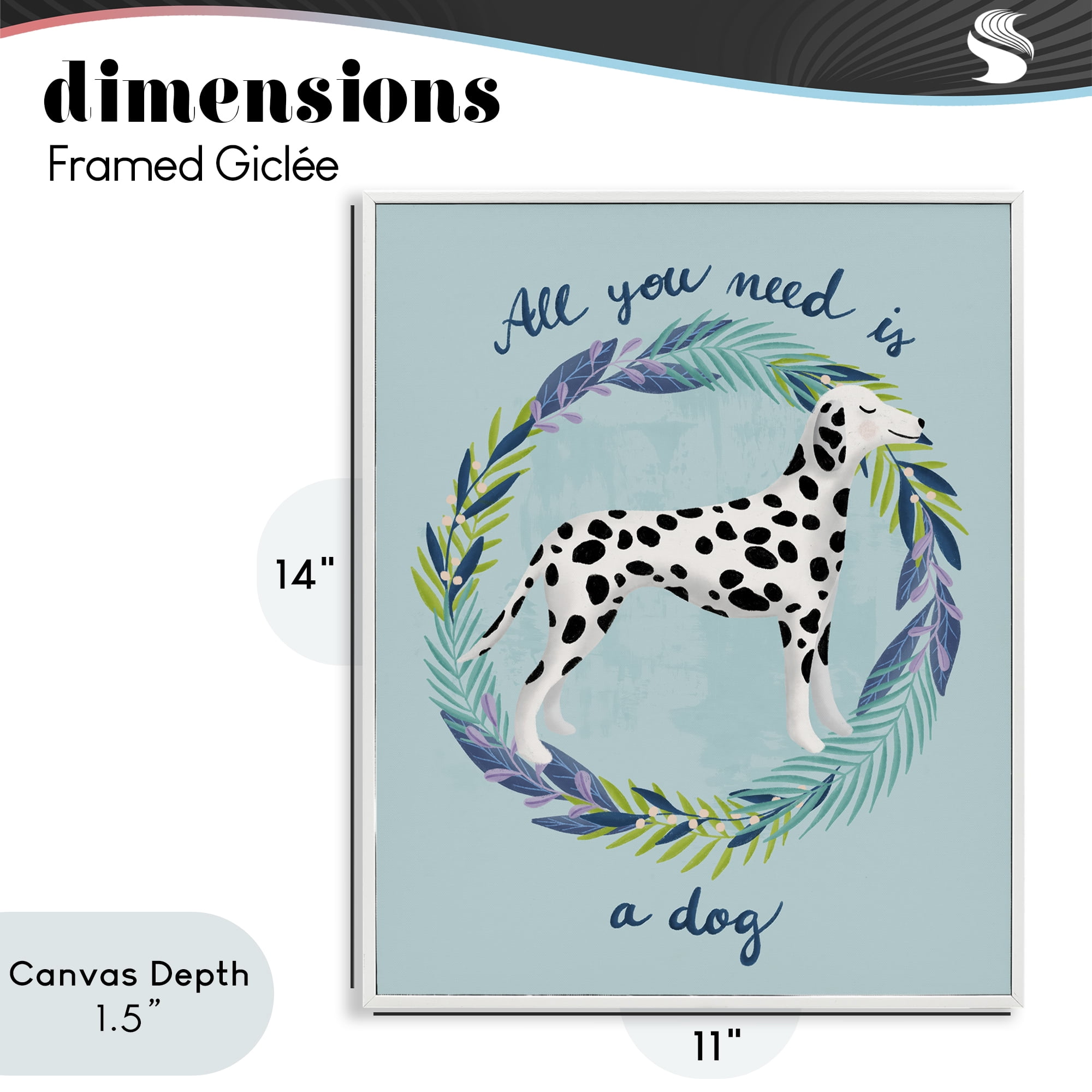 Stupell Industries All You Need Is A Dog White Framed Giclee Art, design by Metka Hiti