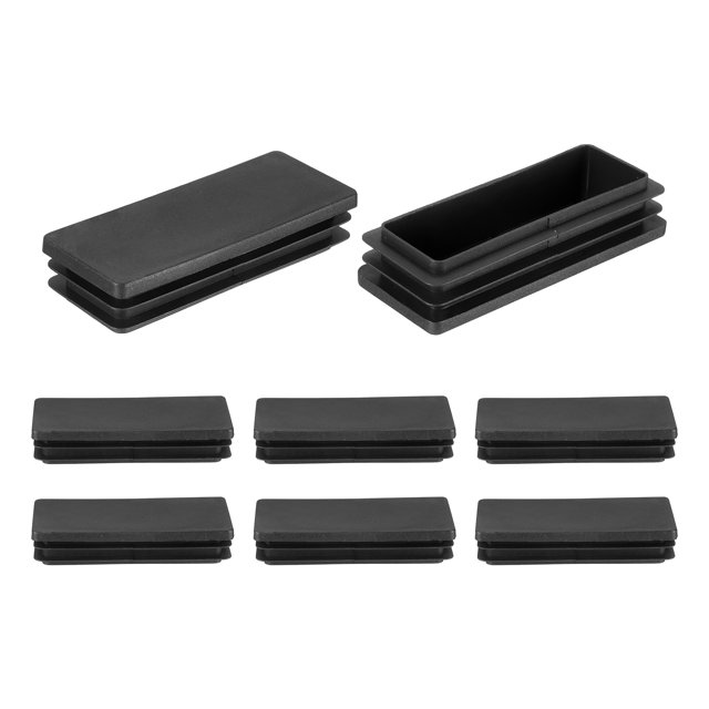 Uxcell 8 Pcs 4 x 1 19/32 Inch Tapones de extremo de tubo rectangular para postes de metal, patas de silla, mesas, estanterías, negro