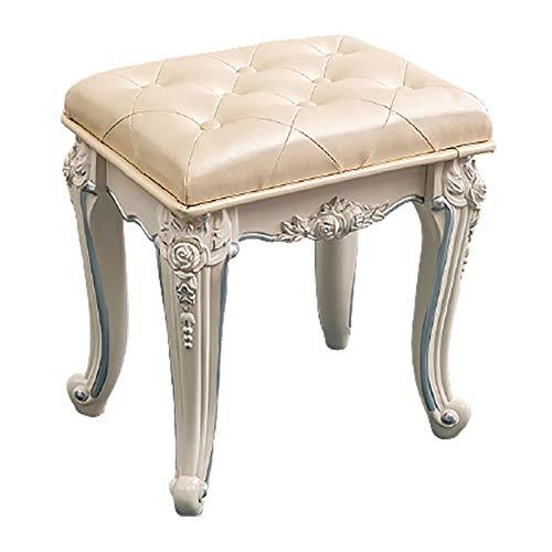 Vanity Stool, Makeup Dressing Stool with Rubberwood Legs, Padded Bench