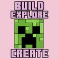 thumbnail image 2 of Girl's Minecraft Creeper Face Build Explore Create  Graphic Tee Light Pink Medium, 2 of 4
