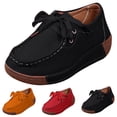 thumbnail image 2 of AUDeals Women’s Round Toe Wedge Loafers Work Shoes Non Slip Suede Platform Sneakers Arch Support Driving Dress Shoes (Black, 8.5), 2 of 8