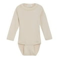thumbnail image 1 of Minymo Long-Sleeve Rib Bodysuit - Sandshell (1 Month), 1 of 3