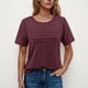 thumbnail image 2 of Camisas de Cuello de Tripulación de Manga Corta para las Mujeres Plisado Mangas de Ruffle, Cuello Redondo Casual Primavera Y Blusa de Verano, 2 of 7
