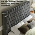 thumbnail image 5 of VanAcc Upholstered King Bed Frame with Velvet Tufted and Sleigh Headboard,Gray, 5 of 6