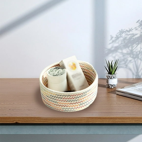 TopLLC Storage Bins Round Woven Storage Baskets, Soft Cotton Rope Woven Blanket Baskets Storage Basket Portable Basket Organizer Decorative Baskets For Storage Living Room Storage Bags