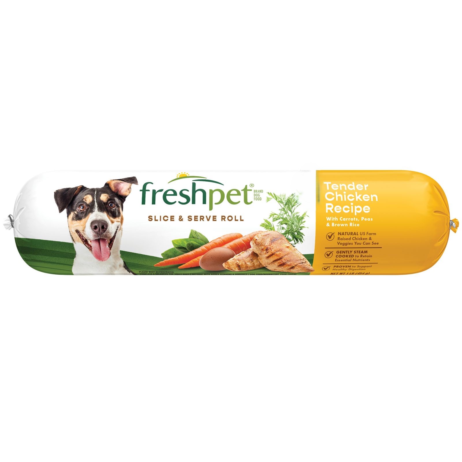 Freshpet Fresh Dog Food, Tender Chicken Recipe, Slice & Serve Roll, 1 lb.