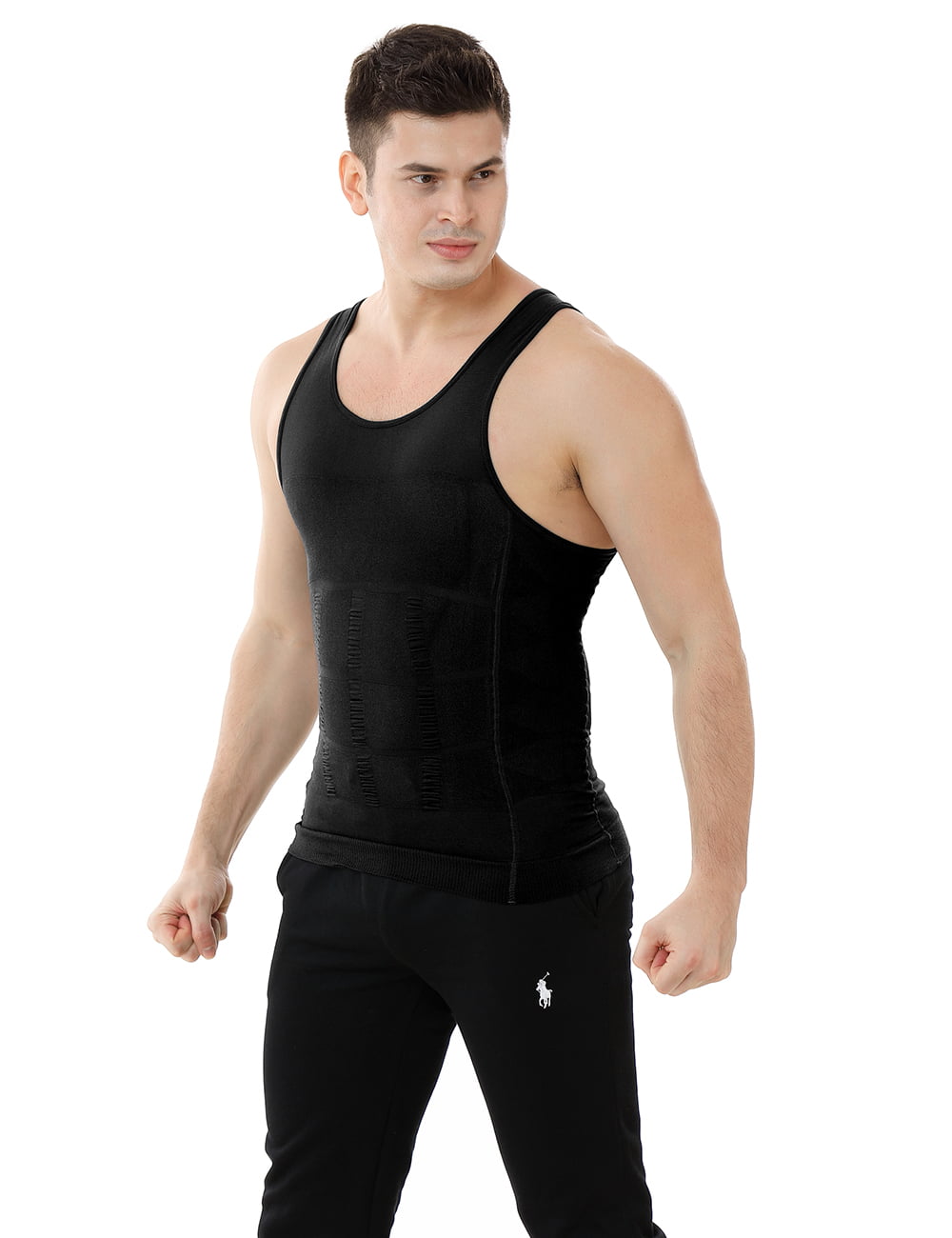 Mens Elastic Sculpting Vest Thermal Compression Base Layer Slim Compression Muscle Tank Shapewear for Men Size M Image Mens Body Shaper Slimming Shirt Tummy Waist Vest Lose Weight Shirt