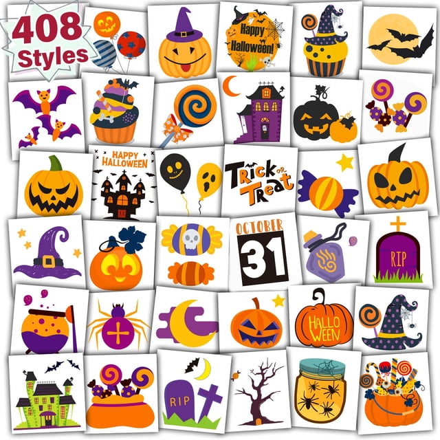 Tatuajes de Halloween PARTYWIND 408 unidades para regalos de fiesta infantiles