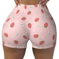 thumbnail image 2 of Lsque Floral Strawberr Pattern High Waisted Biker Shorts for Women-Tummy Control Fitness Athletic Workout Running Yoga Gym Shorts,Moisture-Wicking-Small, 2 of 9