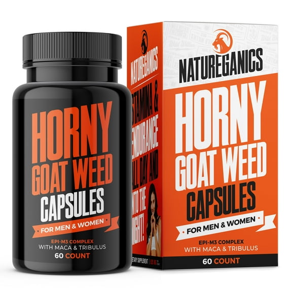 Natureganics Horney Goat Weed, Women and Men's Performance Pills, 60 Capsules, Sexual Health Supplement, Energy Support