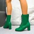 thumbnail image 5 of Women's Combat Ankle Boots High Chunky Heel Lace up Booties Round Toe Party Dress Booties Shoes for Women, 5 of 9