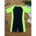 thumbnail image 4 of DPOIS Kids Boys Girls Short Sleeves Zippered Front Rash Guard Swimming Costume UPF 50+ Navy Blue&Fluorescen 10, 4 of 7