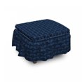thumbnail image 1 of Indigo Ottoman Cover, Ocean Inspired Flowers, 2 Piece Slipcover Set with Ruffle Skirt for Square Round Cube Footstool Decorative Home Accent, Standard Size, Dark Blue Violet Blue, by Ambesonne, 1 of 1