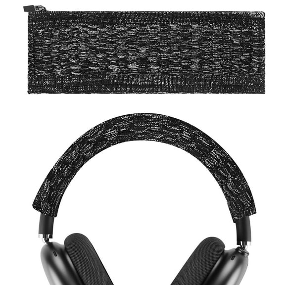 Geekria Knit Fabric Headband Cover Compatible with AirPods Max Headphones, Replacement Repair Part, Sweat Cover, Easy DIY Installation (Black)