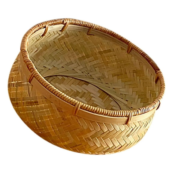 Raindrops Pattern Woven Bread Basket Tray for Kitchen Countertop Storage, Fruit Holder and Organizer