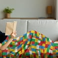 thumbnail image 3 of Colorful Soft Flannel Fleece Throw Blanket, Nursery Pattern Repetitive Toy Brick Parts Illustration Covered on Background, Cozy Plush for Indoor and Outdoor Use, 60" x 80", Multicolor, by Ambesonne, 3 of 5