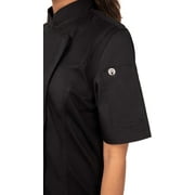 Chef Works Womens Springfield Chef Coat, Black Chef Jacket with Cool Vent Side Panels, Medium