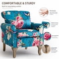 thumbnail image 6 of Ktaxon Floral Print Velvet Accent Chair with Lumbar Pillow, Upholstered Club Chair with Rubber Wood Legs, Living Room Armchair for Bedroom Reading Corner Dark Blue, 6 of 10