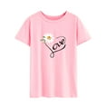 thumbnail image 4 of Xuanfei Women Love Letter Daisy Graphic Print Crew Neck Short Sleeve T-Shirt, 4 of 7