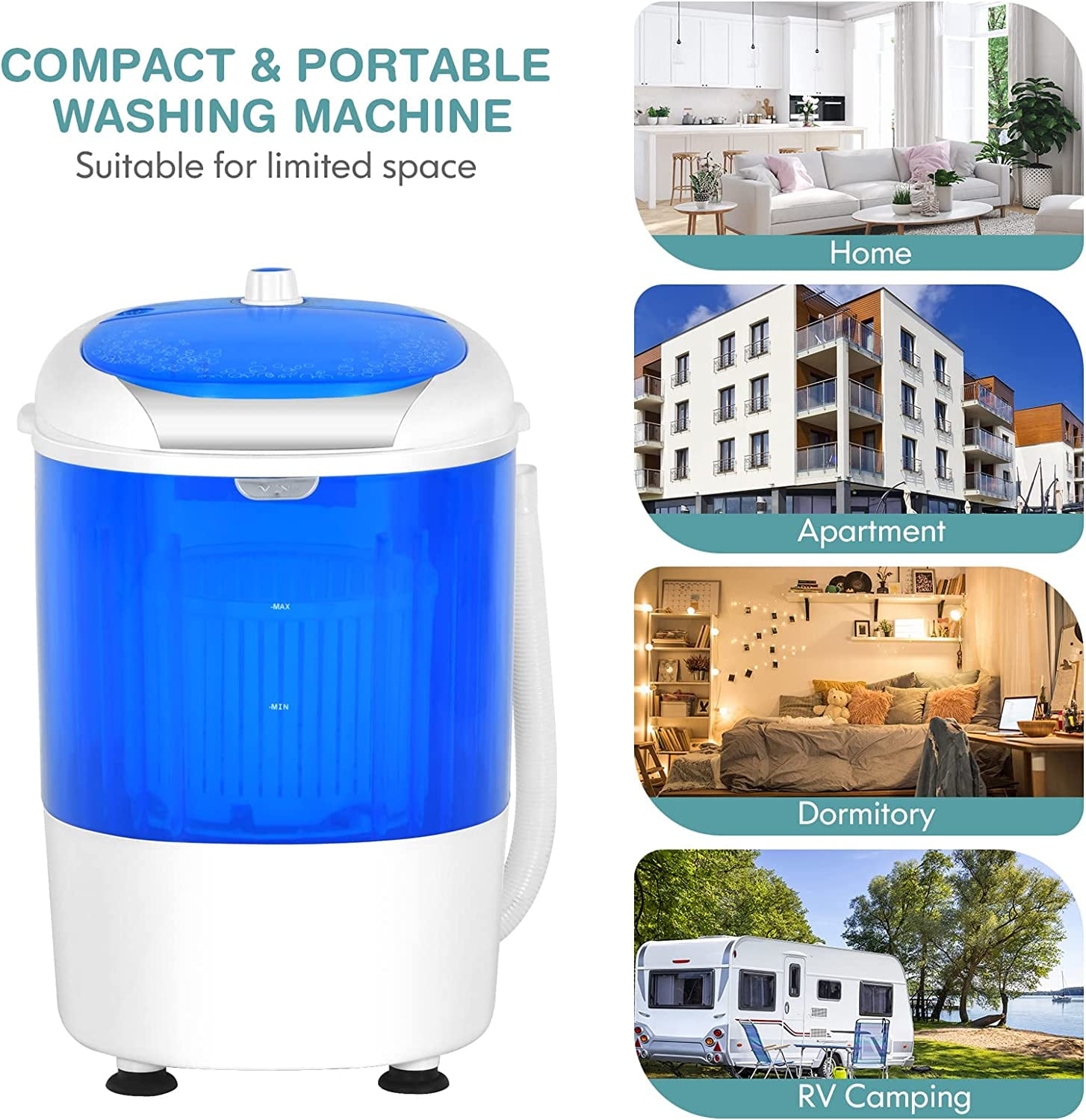 Portable Washing Machine, Mini Washer and Spinner Combo, 5.5lbs Washing Capacity, Semi-automatic Compact Laundry Machine for Apartment Dorm RV