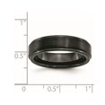 thumbnail image 3 of Mens Black Ceramic 6mm Ridged Edge Wedding Band Ring, 3 of 4