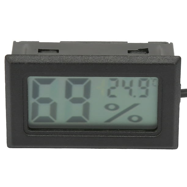 Termómetro higrómetro digital cuadrado de temperatura y humedad con sonda de 1,5 m de cable (negro)