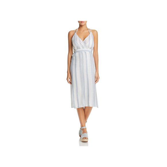 J Valdi Womens MIDI Dress Wrap Cotton – Blue/White