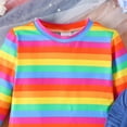 thumbnail image 6 of LAPAKIDS Toddler Girl Clothes Outfits 2T-3T Rainbow Striped Long Sleeve Tops & Suspender Skirt 2Pcs Set, 6 of 7